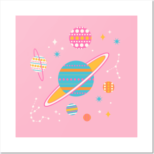 Geometric Space - Pink Posters and Art